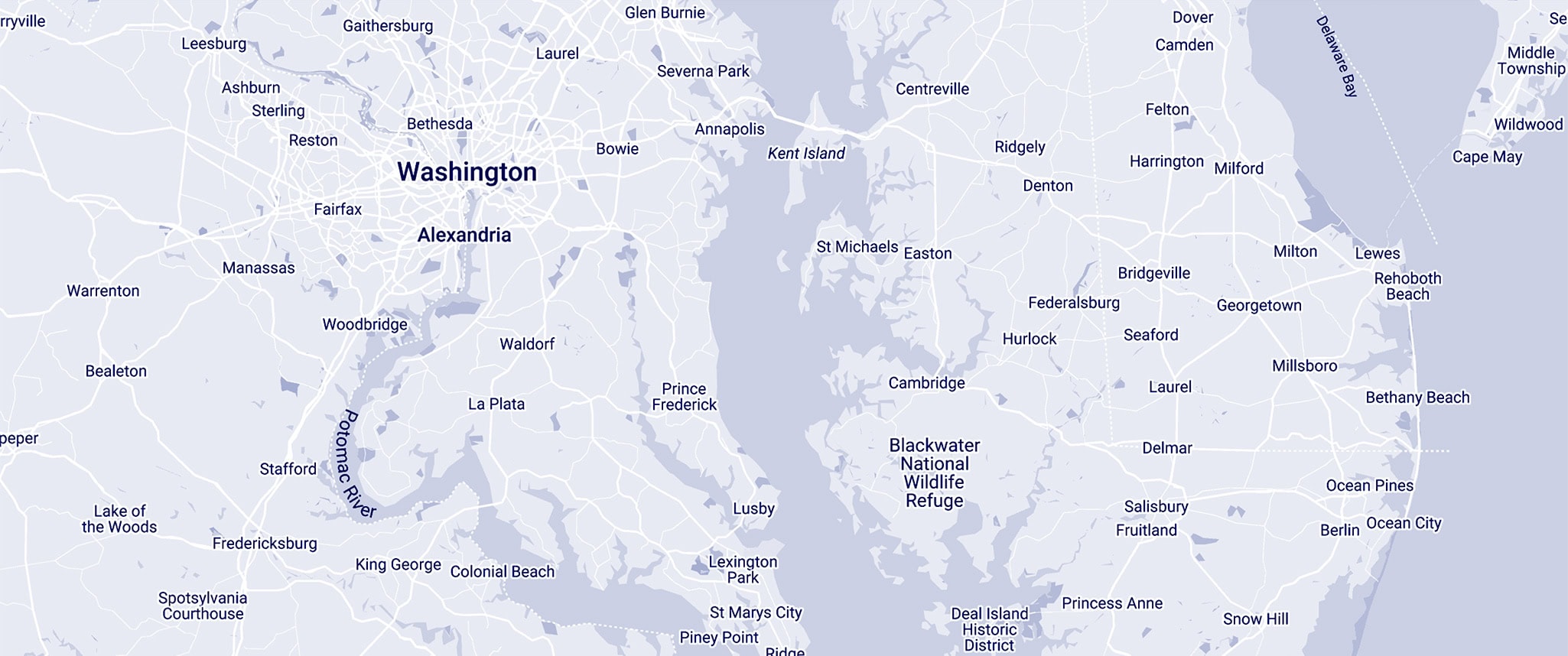Wright Mechanical service area map covering Waldorf, MD, and throughout the Charles County area.